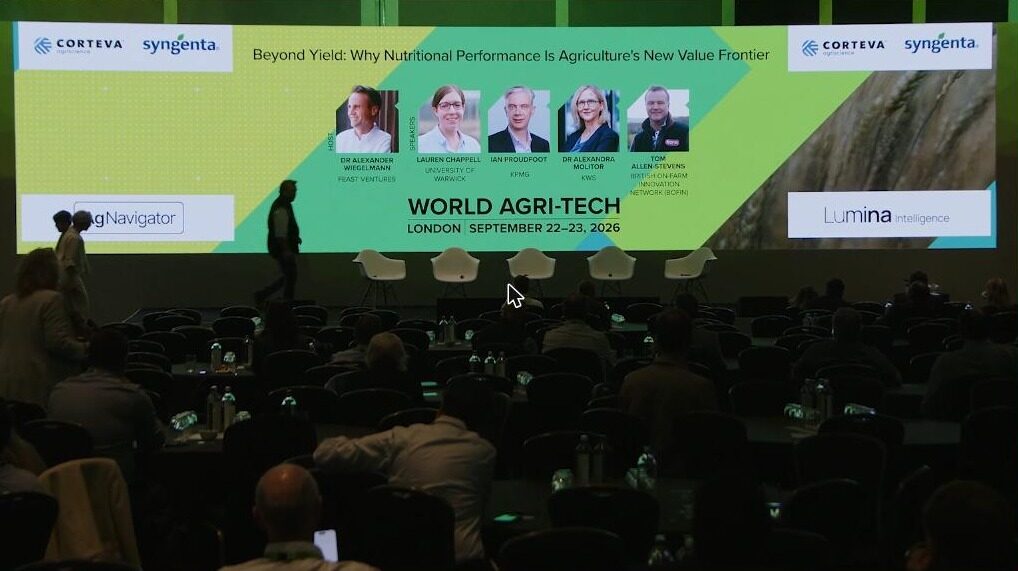 The Beyond Yield panel line-up on the main stage at World Agri-Tech London